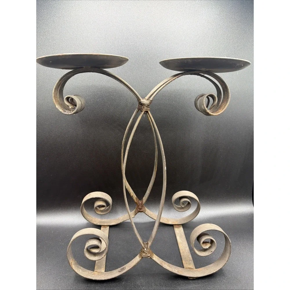 VTG Wrought Iron Double Candelabra 11